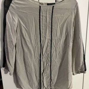 Joseph Women's Light Gray Blouse with Black Trim
